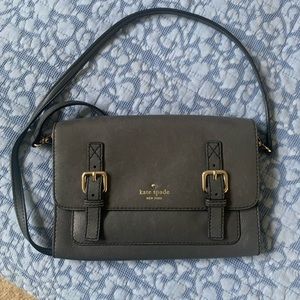 Kate Spade leather flap crossbody gray